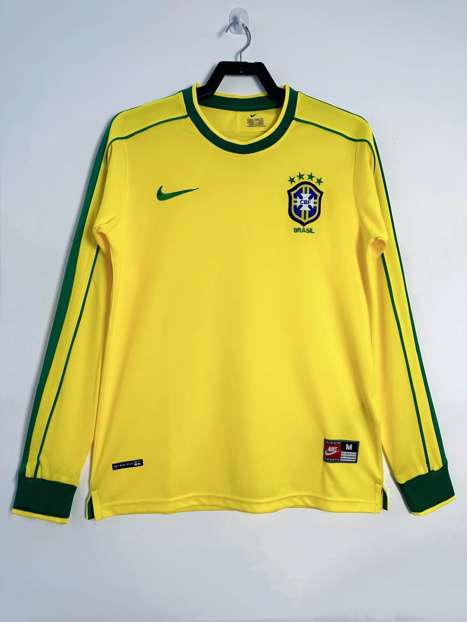 CAMISETA BRASIL I 98 HOMBRE MANGA LARGA (RETRO) - ZonaCamisetas