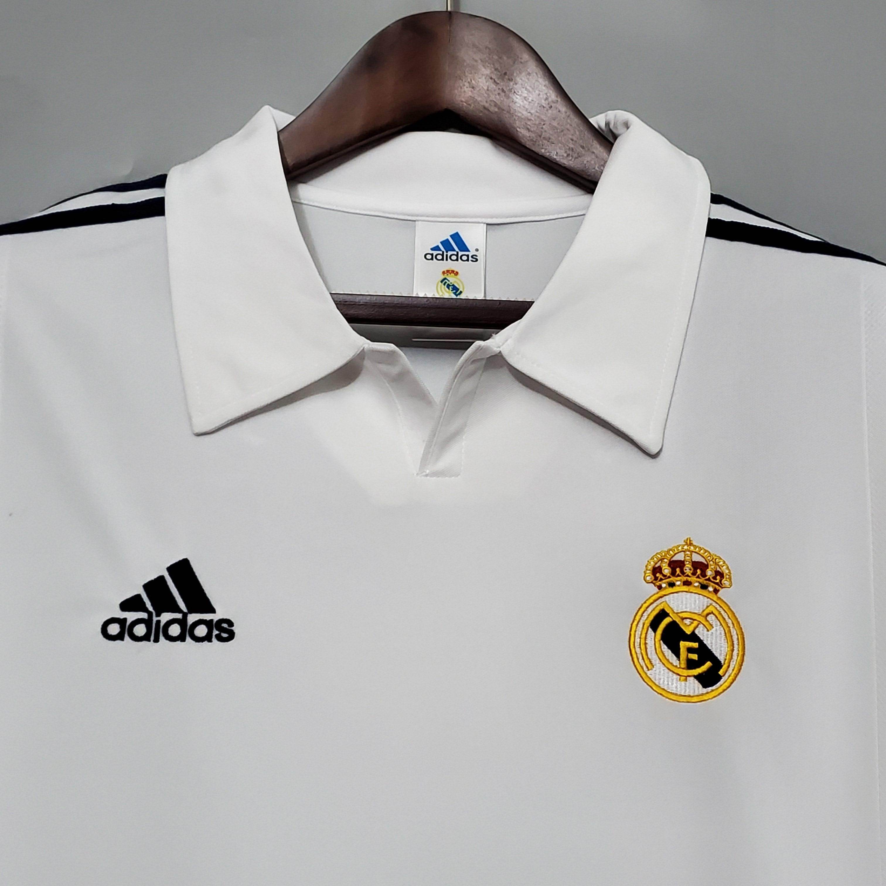 CAMISETA REAL MADRID l 01/02 MANGA LARGA HOMBRE (RETRO) - ZonaCamisetas