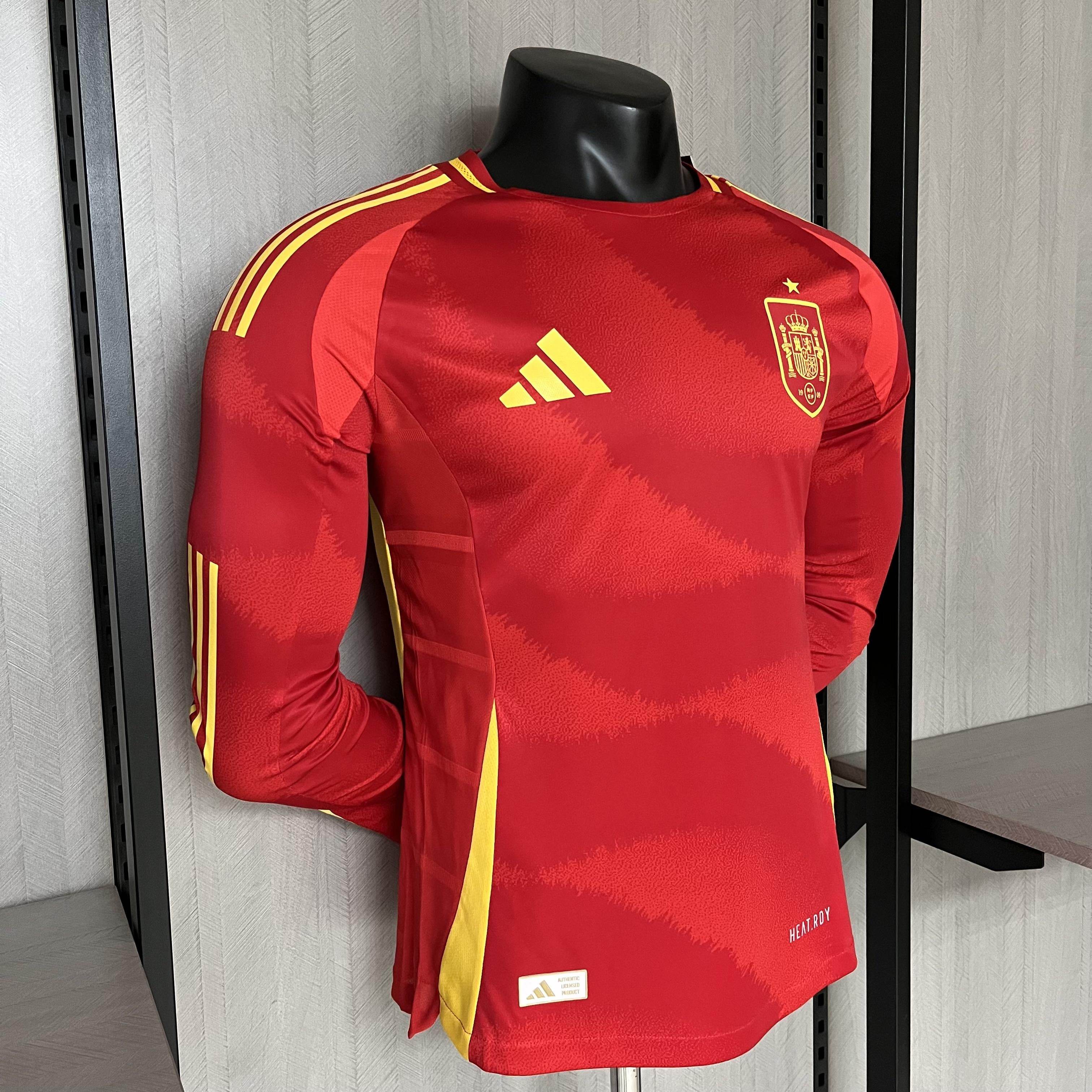 CAMISETA ESPAÑA I EURO 2024 MANGA LARGA HOMBRE (VERSIÓN JUGADOR) - ZonaCamisetas
