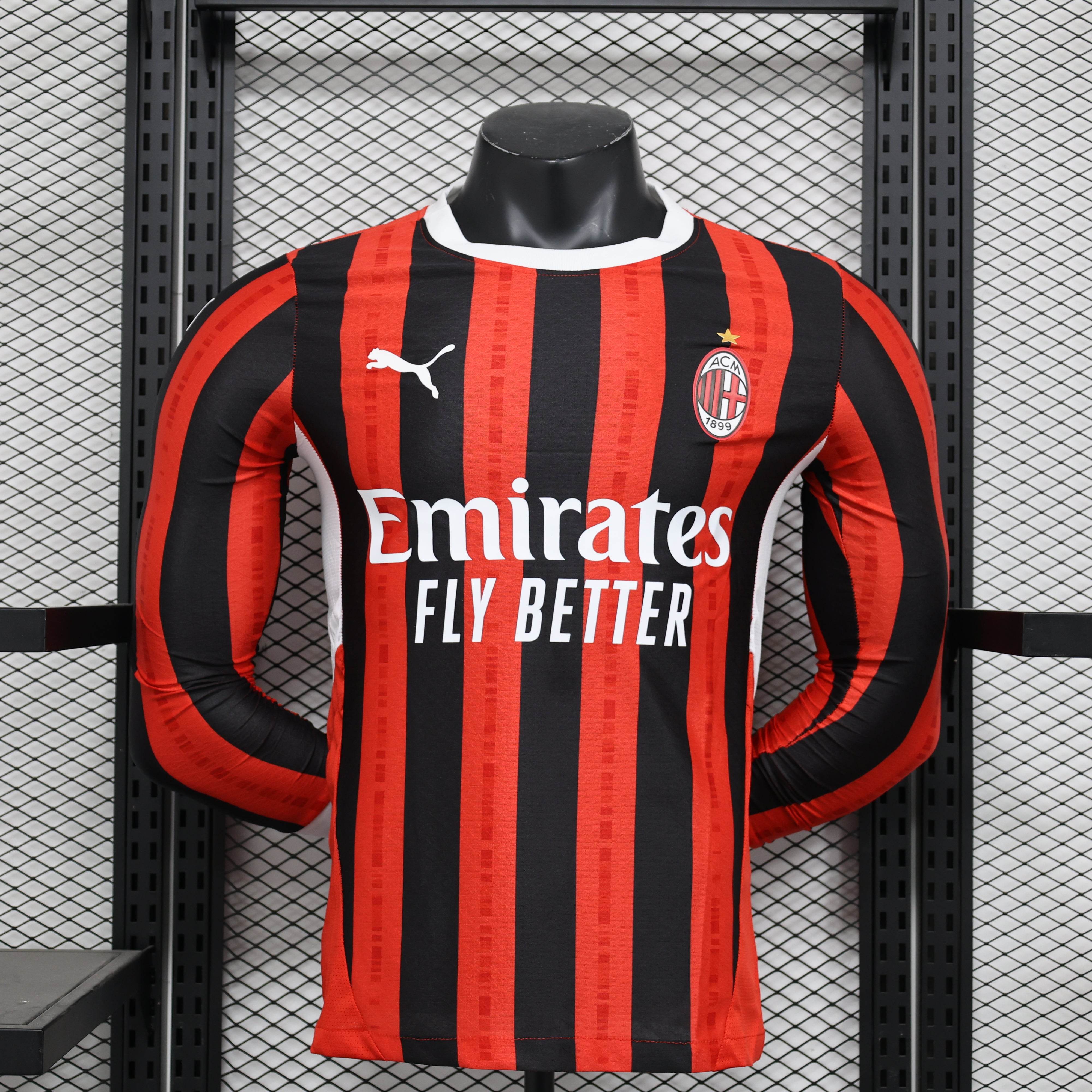 CAMISETA AC MILAN l 24/25 HOMBRE (VERSIÓN JUGADOR) MANGA LARGA - ZonaCamisetas