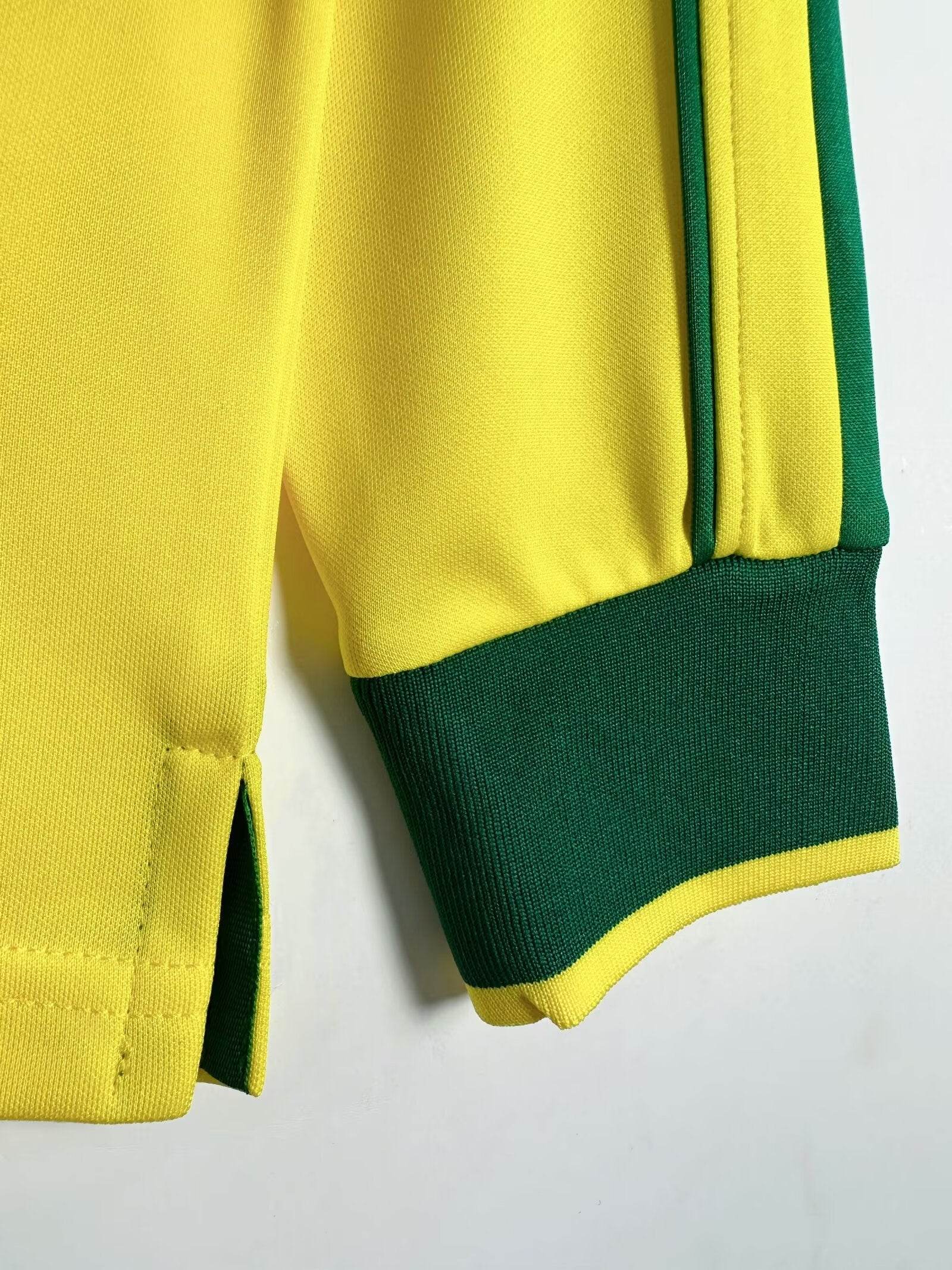 CAMISETA BRASIL I 98 HOMBRE MANGA LARGA (RETRO) - ZonaCamisetas