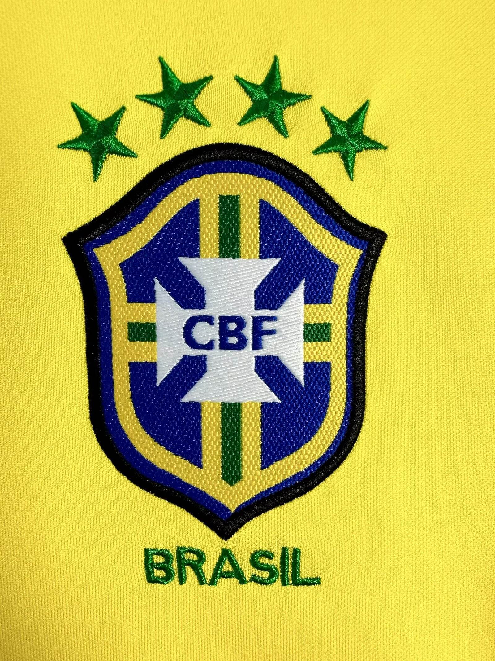 CAMISETA BRASIL I 98 HOMBRE MANGA LARGA (RETRO) - ZonaCamisetas