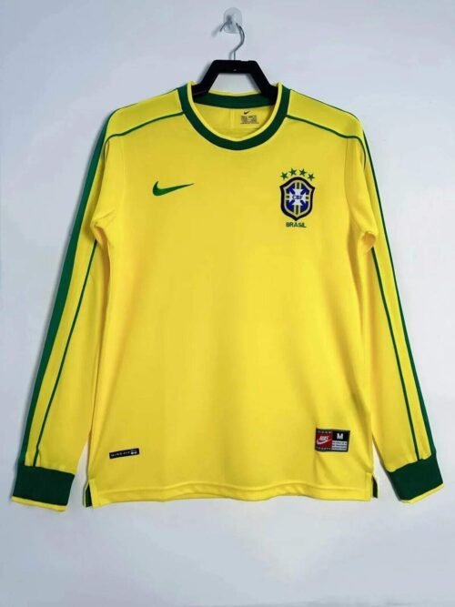 CAMISETA BRASIL I 98 HOMBRE MANGA LARGA (RETRO) - Zona Camisetas